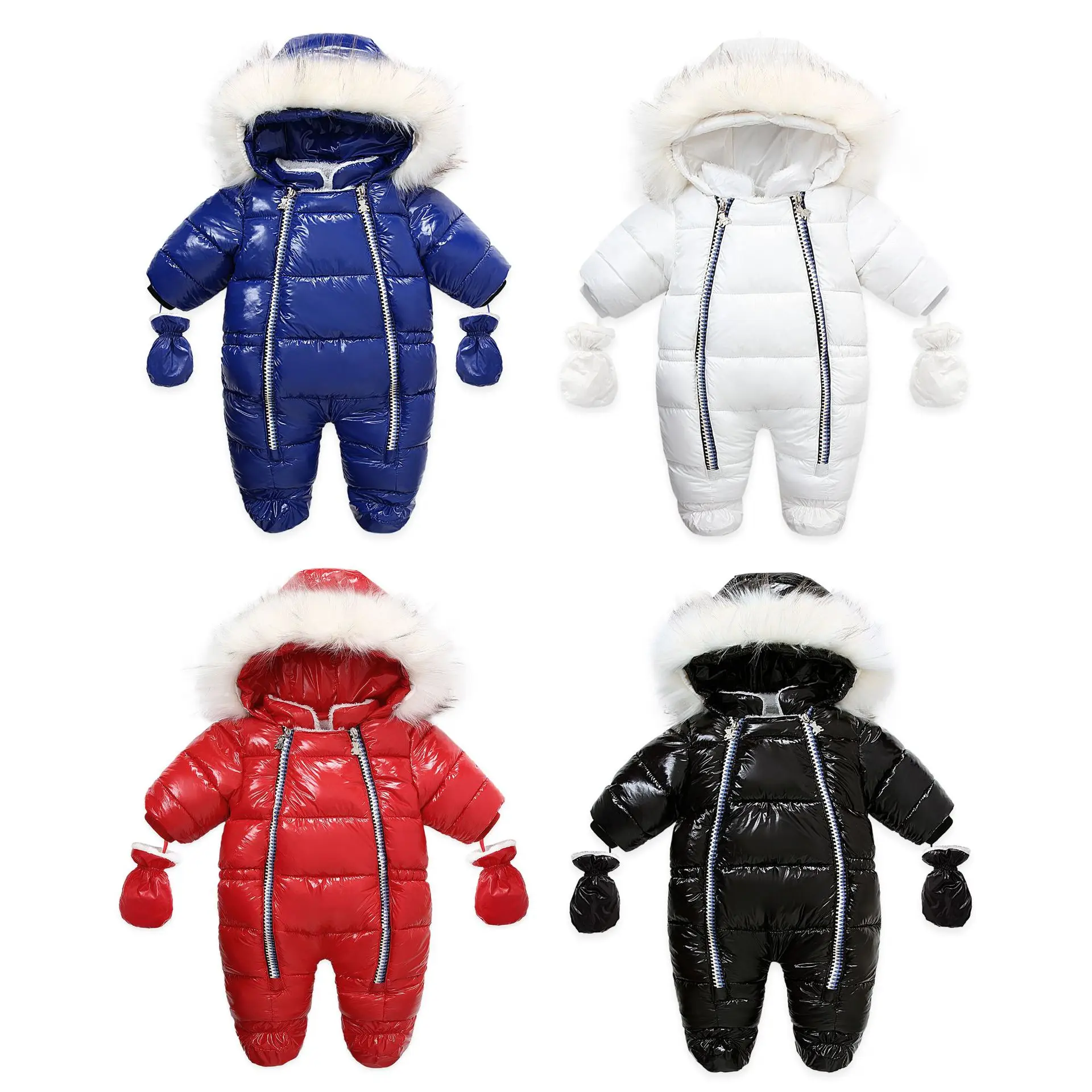Winter Baby Snowsuit 0-24M Thicken Waterproof Windproof Warm Romper Jumpsuit with Fur for Boys