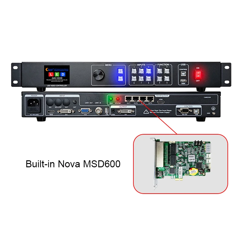 Video Processor VS300  Video Procesador With Nova MSD600   Control Card  USB Input  Like VX400 For Led Display