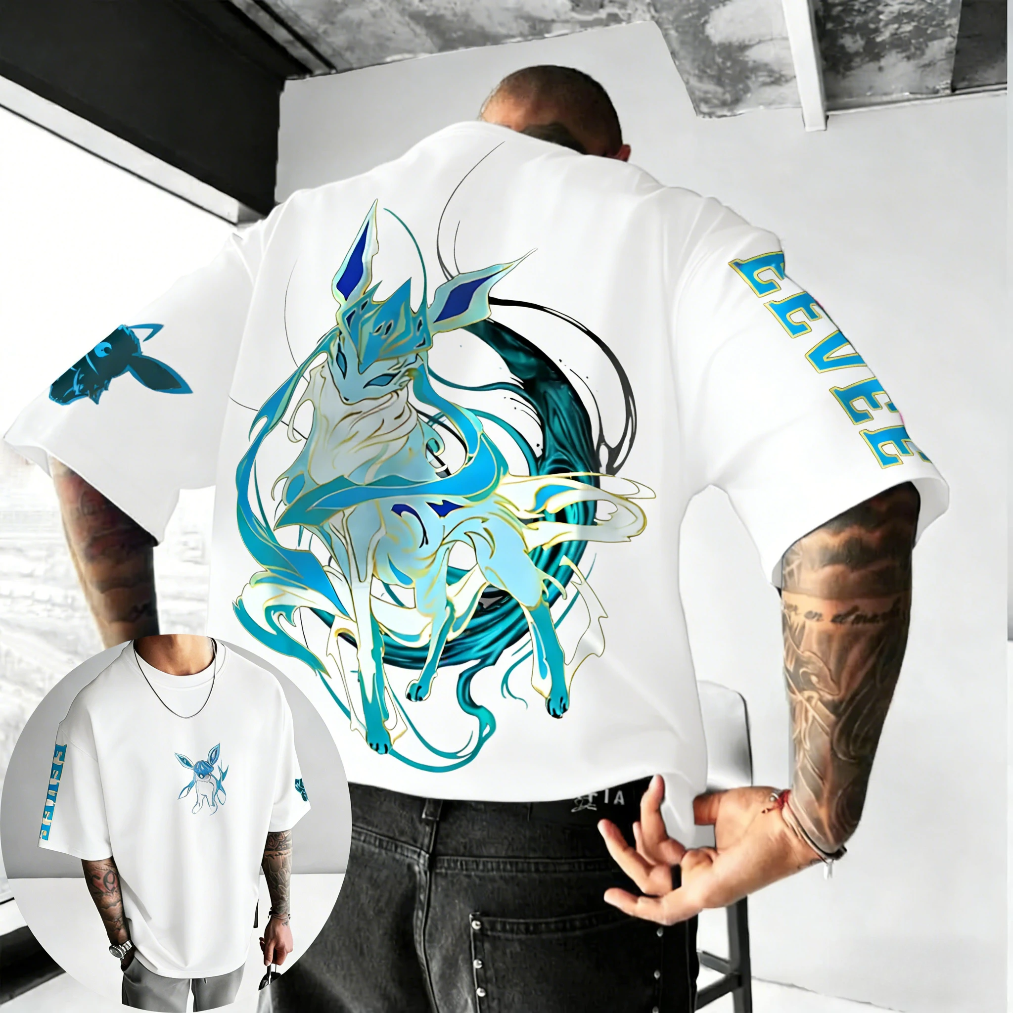 بوكيمون أنيمي جلاسيون تي شيرت قطني مطبوع 2026 للرجال والنساء صيف جديد الشارع الهيب هوب عادية فضفاض Y2K الوالدين والطفل #6