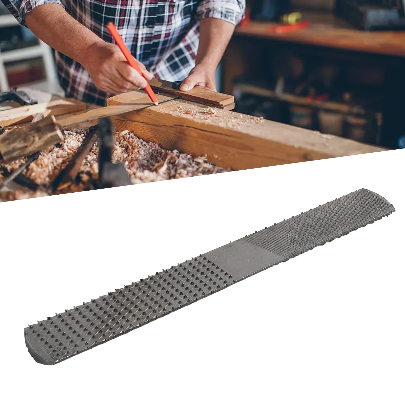 4 in 1 File for Woodworkers with Flat and Half-Round Grinding Zones Supporting Multiple Stages of Material Prep