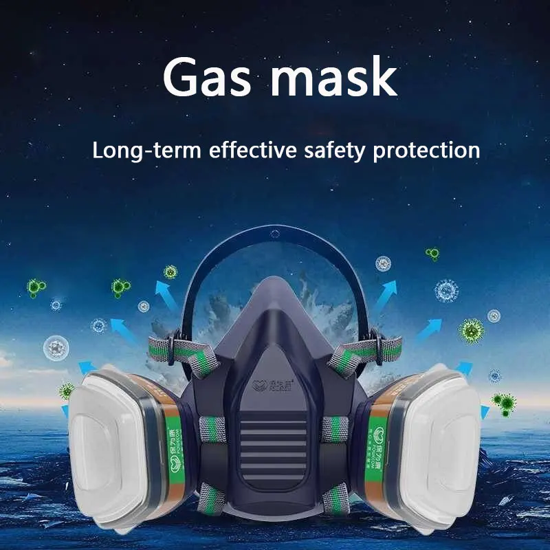 79A1 قناع واقي من الغاز قناع مزدوج يمكن قناع الغبار رذاذ الطلاء الكيميائي الفورمالديهايد لديه رائحة لا تشوبه شائبة حماية السلامة #3