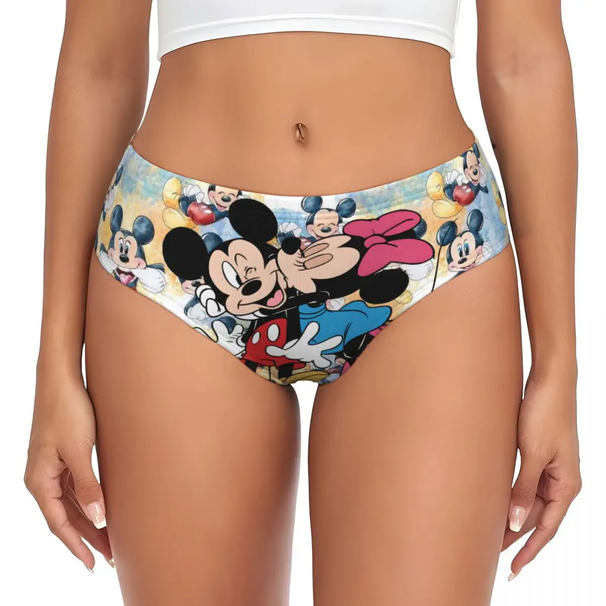 مخصص الكرتون ميكي ماوس قبلة سراويل قصيرة المرأة تمتد الملابس الداخلية الكلاسيكية