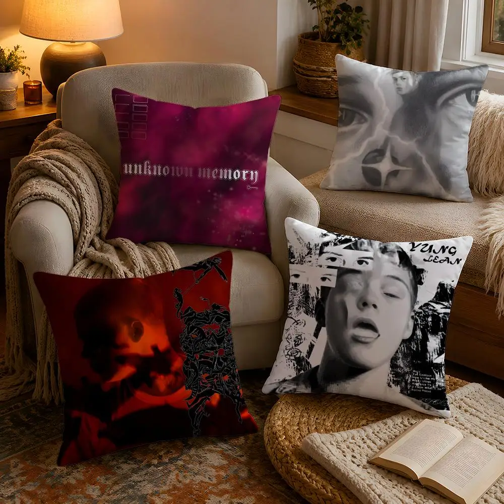 Rapper Singer Yung Lean Cushion Cover Soft Plush Cushion Cover Double Print And Invisible Zipper For Sofa Home Car Use