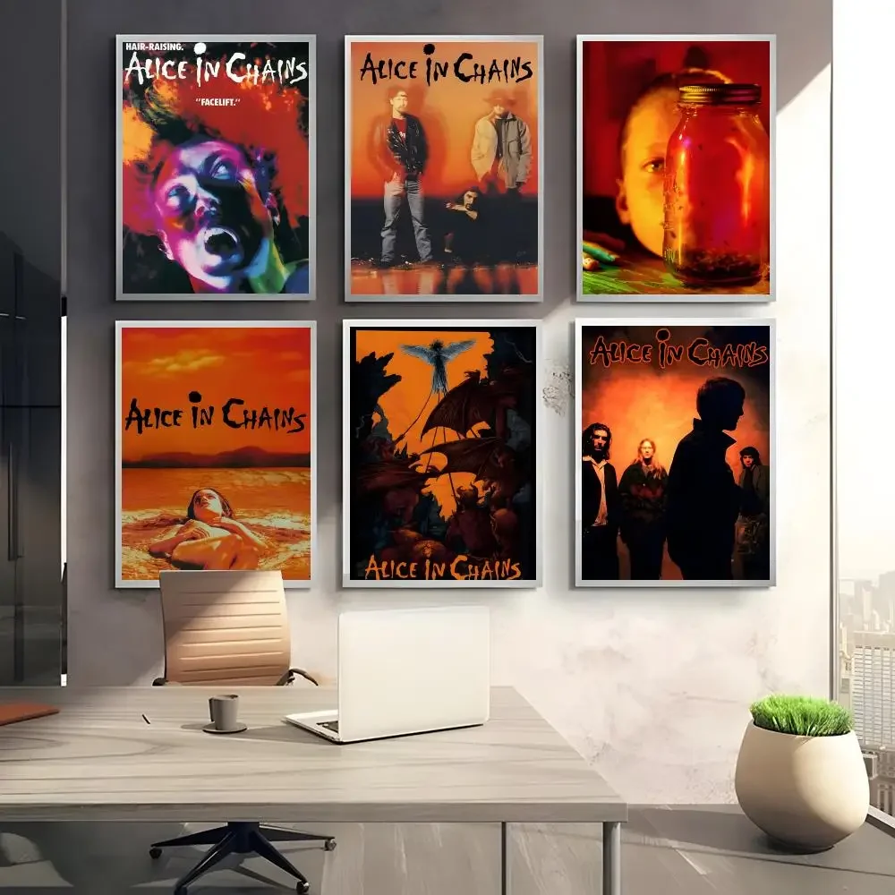Band A-Alice In Chains Poster Self-adhesive Art Waterproof Paper Sticker Coffee House Wall Decor view 4