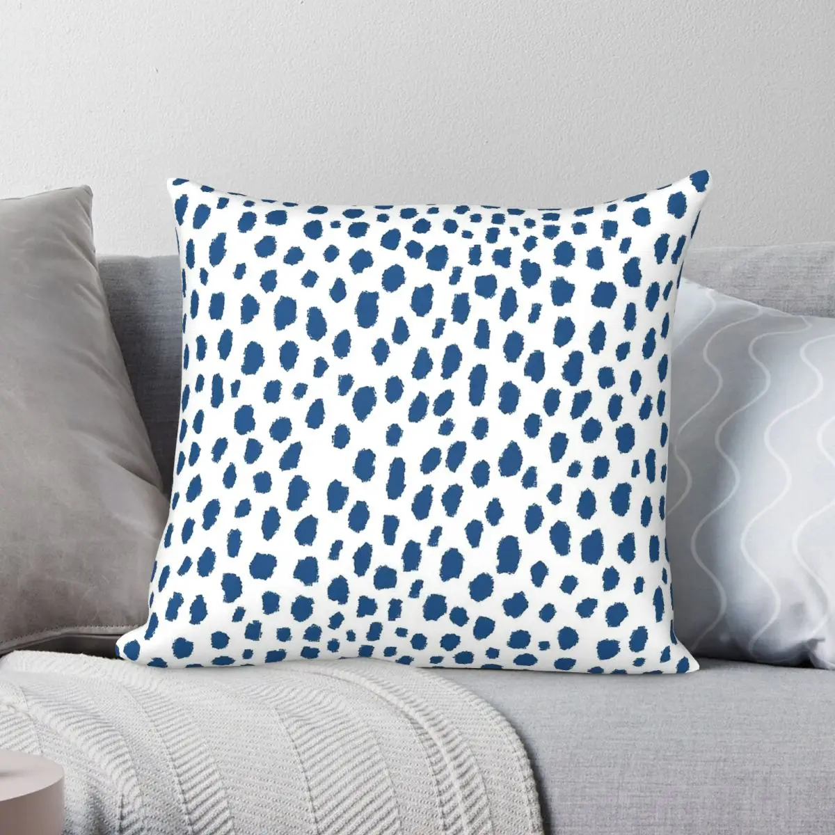 Polka Dot Blue White Pillowcase Polyester Linen Velvet Creative Zip Decorative Pillow Case Home Cushion Cover