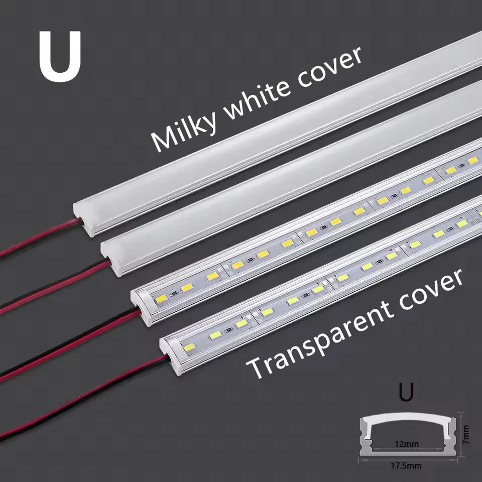 LED Aluminum Profile led bar DC12V 50cm 5730 led light Strip polychrome Advanced texture For interior house Ceiling wall corner