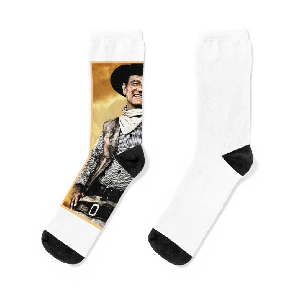 John Wayne Socks Novelties new year men cotton high quality Antiskid soccer Socks Women Men's