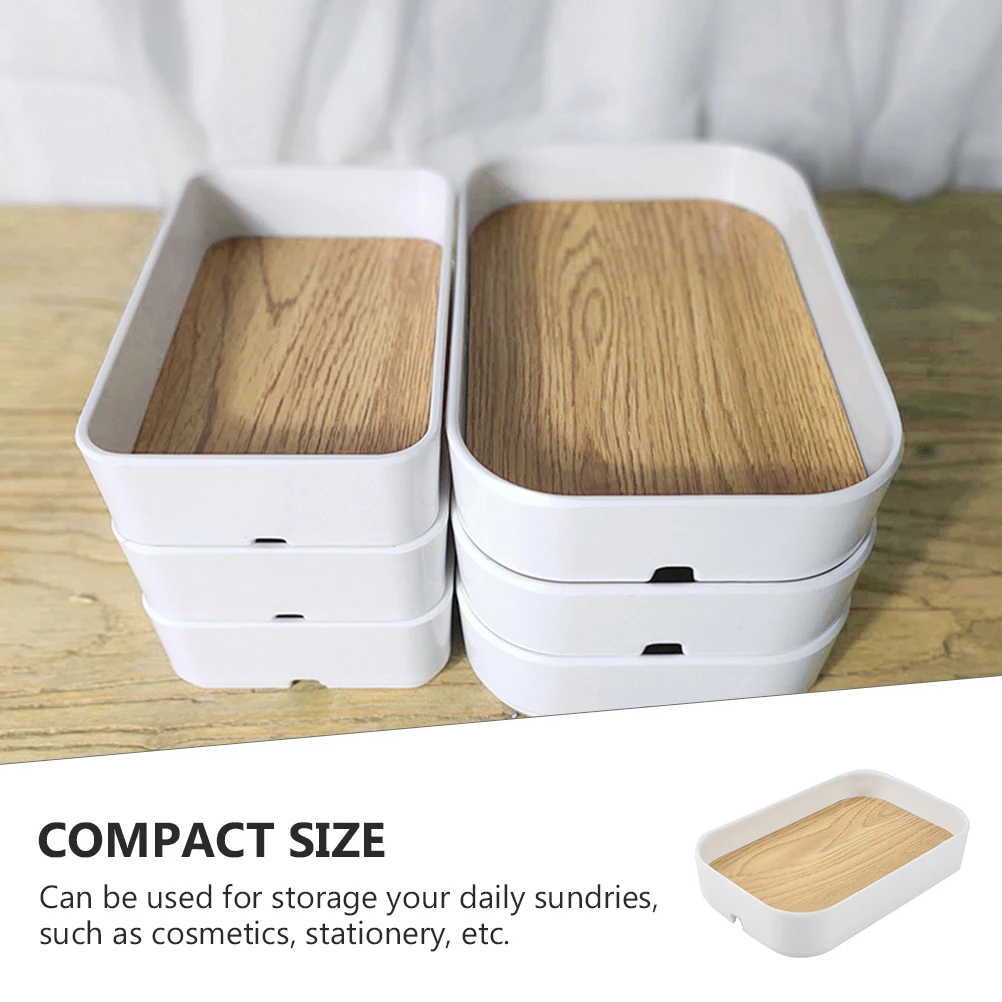 

1pc Wood Grain Storage Box Compact Size Desk Organizer Container Household Office Cosmetics Stationery Sundries Box High