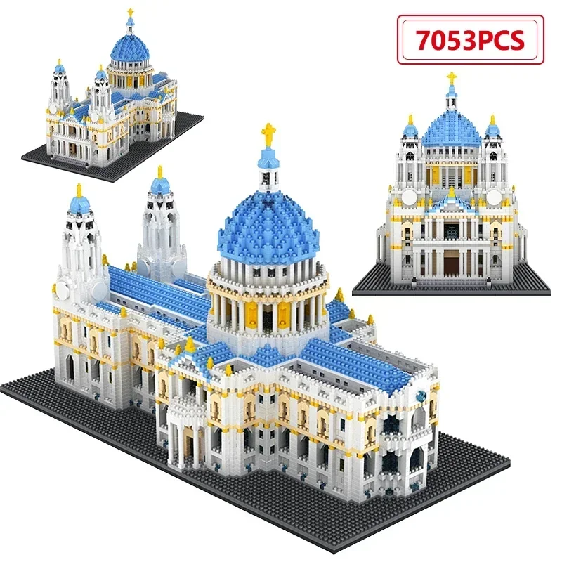 7053 sztuk miasto Mini St Paul katedra architektura klocki słynny zamek Moc cegły prezenty edukacyjne zabawki dla dzieci