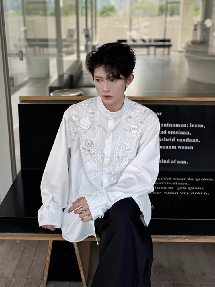 

Мужская куртка American Court Sle 3D Rose Long Sve irt с вышивкой и воротником-стойкой, верхняя одежда, повседневная дышащая одежда свободного покроя