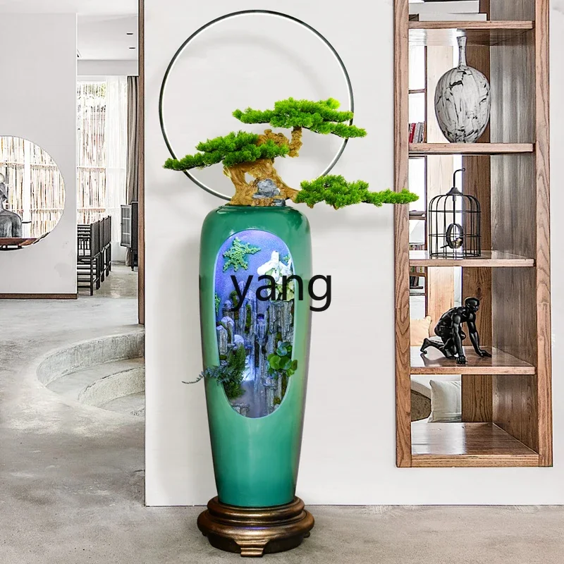 Yjq new Chinese water feature flowing water to attract wealth new home TV cabinet ornament light luxury floor decoration