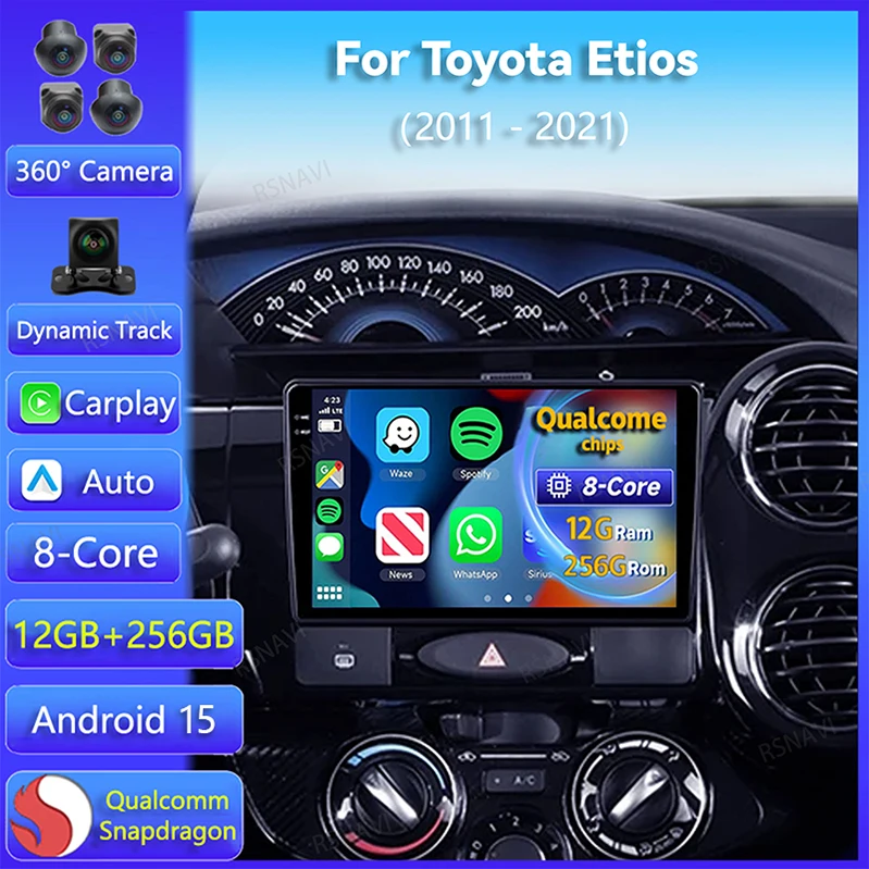 

Android 15 Carplay Auto For Toyota Etios 2011 2012 2013 - 2021 Car Radio GPS Navigation 2Din Player DSP Video DVD Stereo WIFI+4G