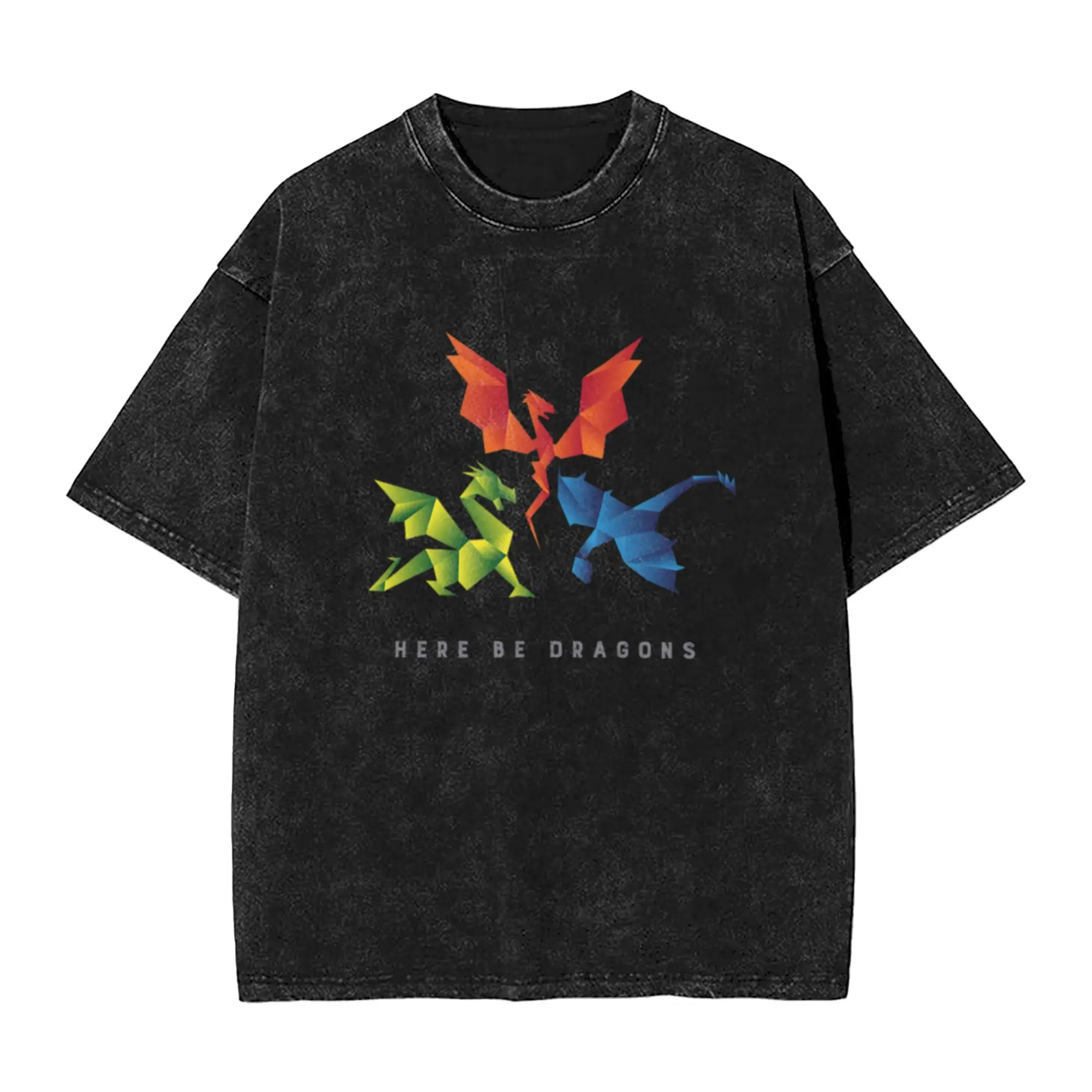 SCP-1762 Where The Dragons Went Origami Style Dragons  Classic Chic A Washed T Shirt Men's Women's Oversized Cotton Tees Tops