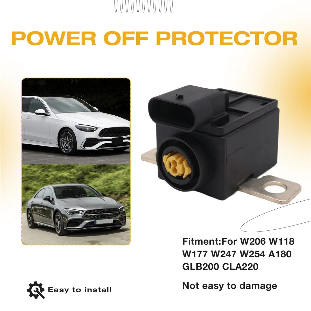 #39O Collision Battery Disconnect Fuse Power Off Protector for Benz W206,Power Off Protector,(Metal+Plastic)