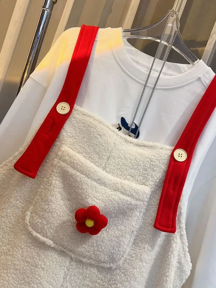 Spodnie damskie plus size z jagnięcej skóry, modne zimowe spodnie z wysokim stanem, proste nogawki, ocieplane długie spodnie, słodki styl.