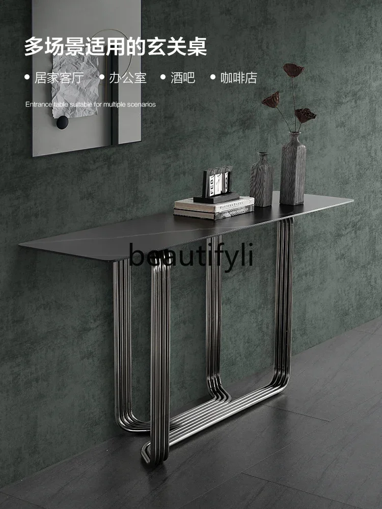 

Cy56 Italian light luxury rock slab entrance table, modern simple aisle, marble entrance entrance table