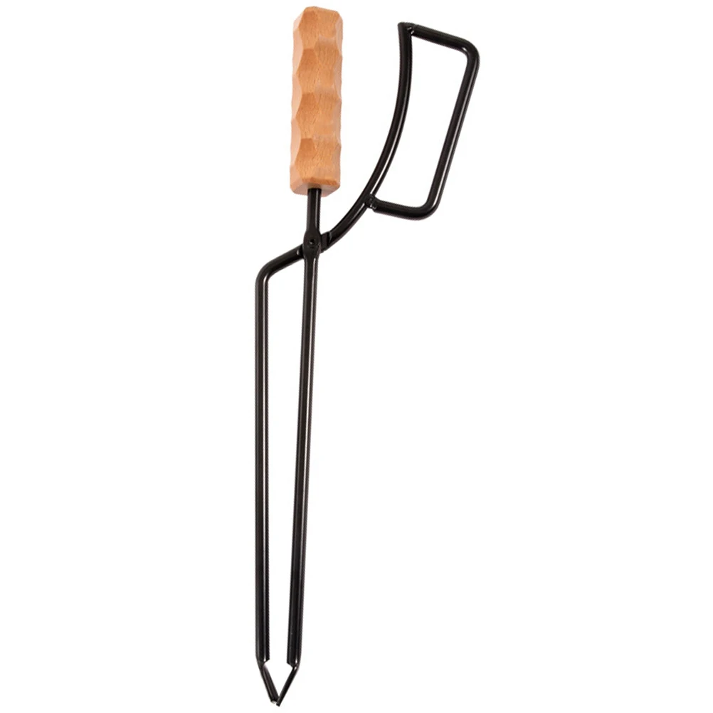 

Outdoor Camping BBQ Charcoal Tong Fireplace Tools Black Wood H Barbecue Picnic Party Fire Pit Coal Clamp Anti Scald Thick