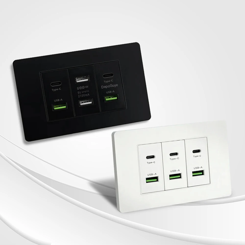 Enchufe de pared con puerto USB tipo C, carga inteligente superrápida de 20W, estándar de Corea y Chile, 118x73mm