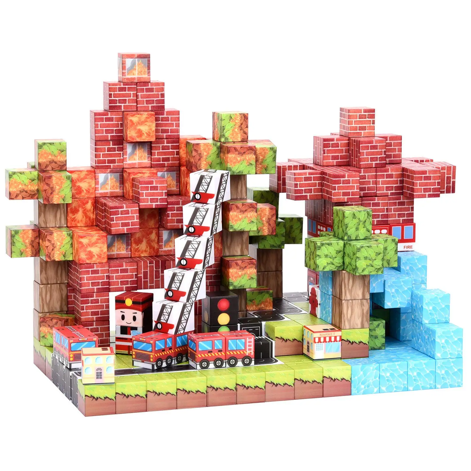 Blocs de construction magnétiques personnalisés 100 pièces 205. Couleurs vibrantes, bâtiment gratuit, améliore les compétences STEM et de jeu. Cadeau de vacances parfait.