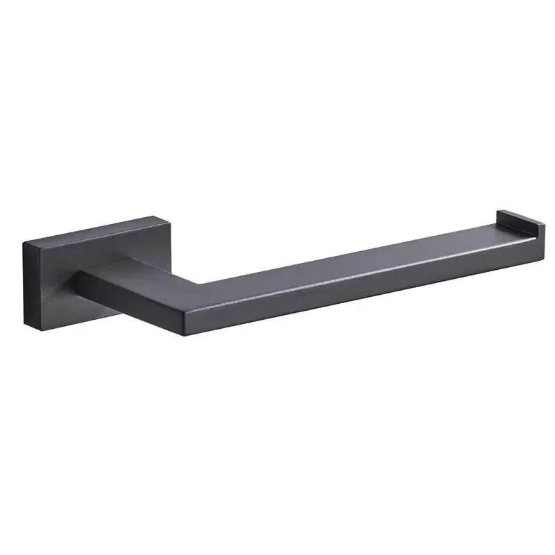 Wall Mounted Bathroom Accessories Set Black Towel Rack Set Stainless Steel view 4