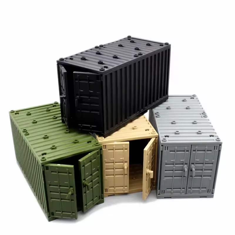 

MOC военный контейнер, строительные блоки, коробка, игрушки для мальчиков, военная база Второй мировой войны, технические кирпичи, креативные DIY Juguete Bloques Brinquedos
