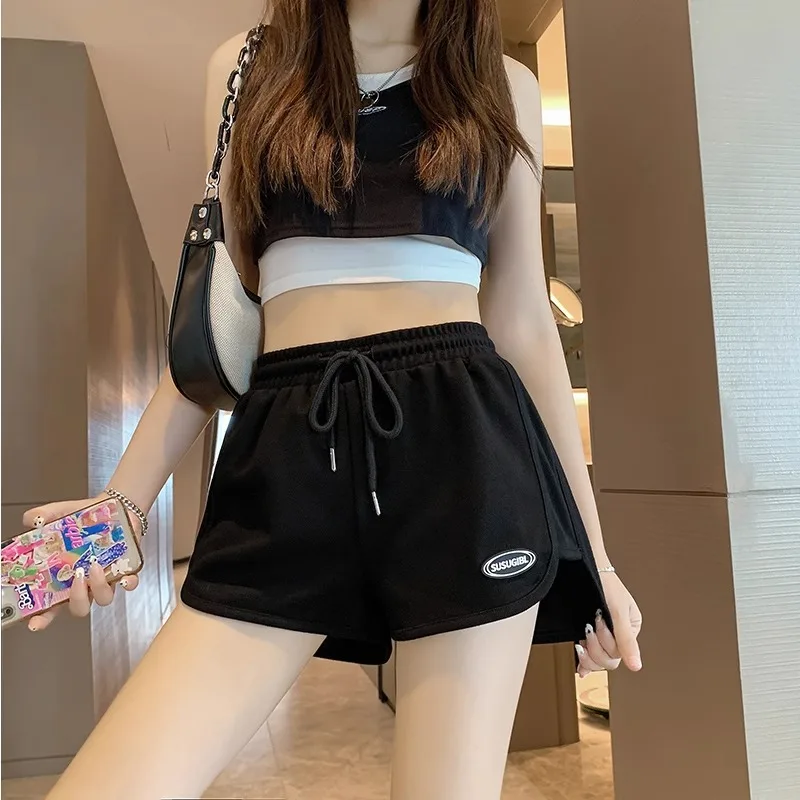 American Style Hot Girl Three-Quarter Length Sport Shorts Women Summer Street Letter Label Hot Pants Drawstring Casual Pants