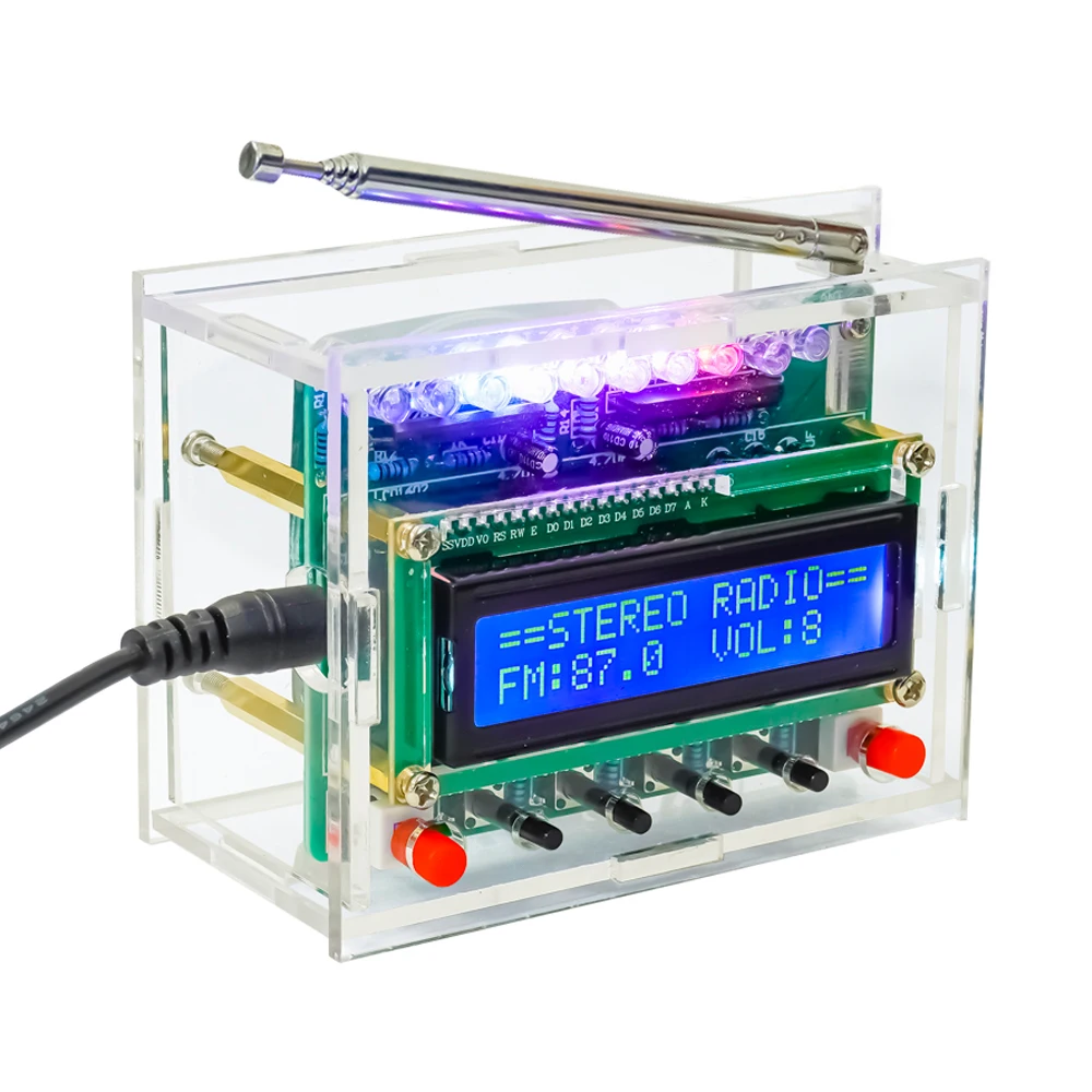 RDA5807 DIY FM Radio Electronic Kit Adjustable Frequency 87-108MHZ LCD1602 Display PCB Soldering Project Practice Solder
