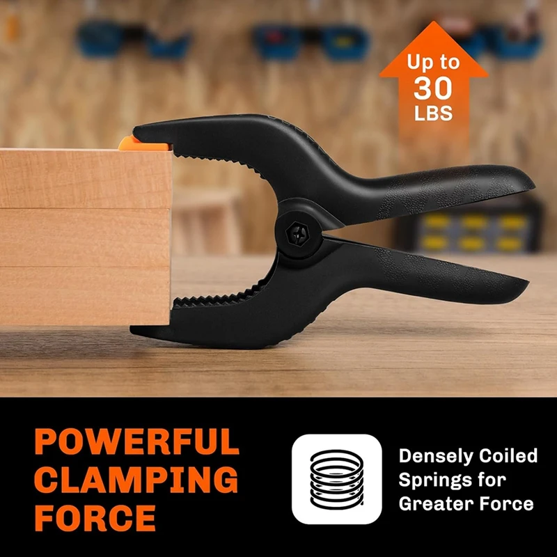 10 Piece Premium Spring Clamps Heavy Duty Clips Black In Assorted Sizes 6.5Inch, 4.5Inch, & 3.5Inch