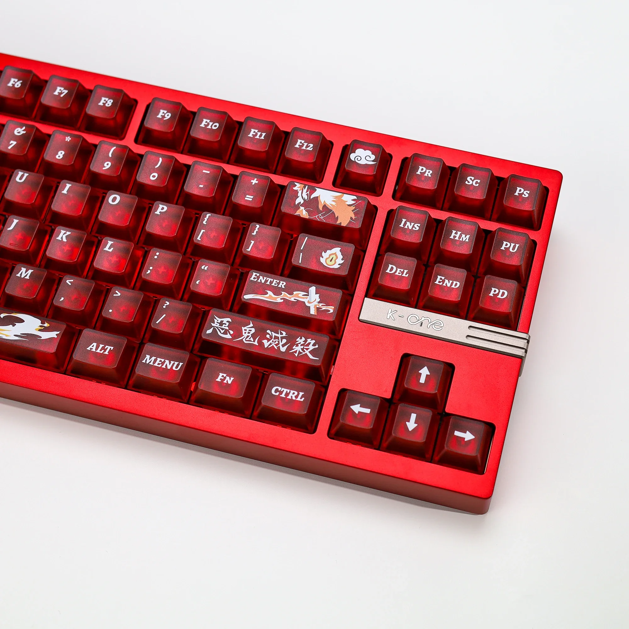 KBDiy Cherry Profile Nichirin Sword-Red Keycaps Custom Matte Translucent 137 Keys Cap for Mechanical Keyboards PC Material UV