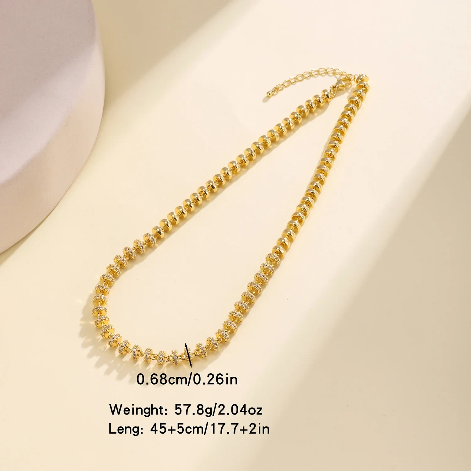 Nidin Sparkling Disco Ball Cut Bead Necklace For Women Shiny Clavicle Chain Minimalist Light Luxury Daily Wear Jewelry Gifts