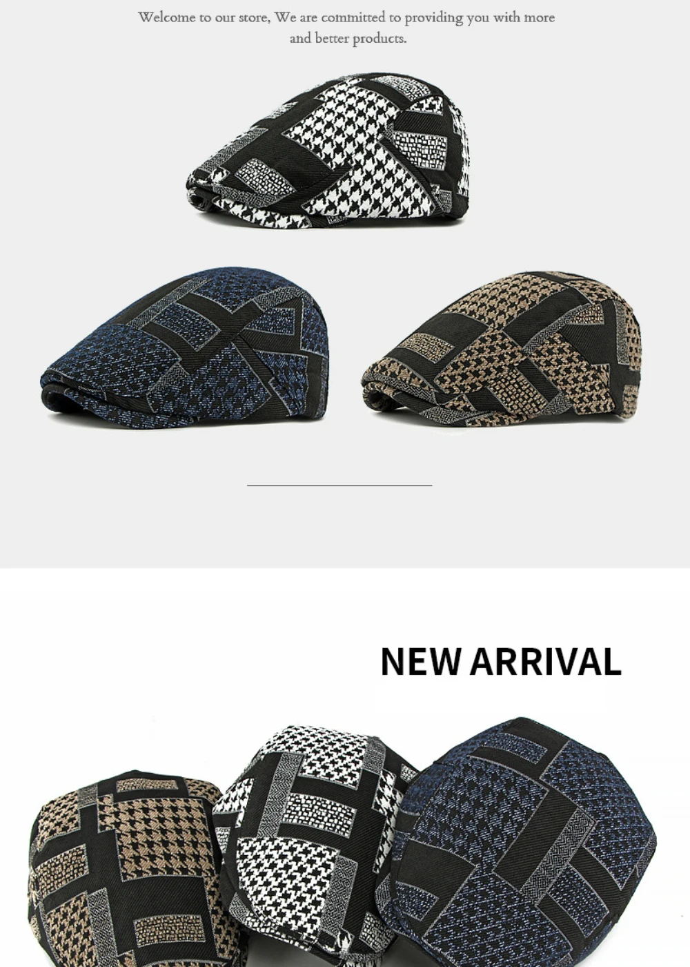 HT4882 Herren Berets Frauen Vintage Plaid Künstler Maler Baskenmütze Hut Neue Herbst Winter Baskenmütze Kappe Männlich Weiblich Einstellbare Ivy Flache Kappen – Detail 1