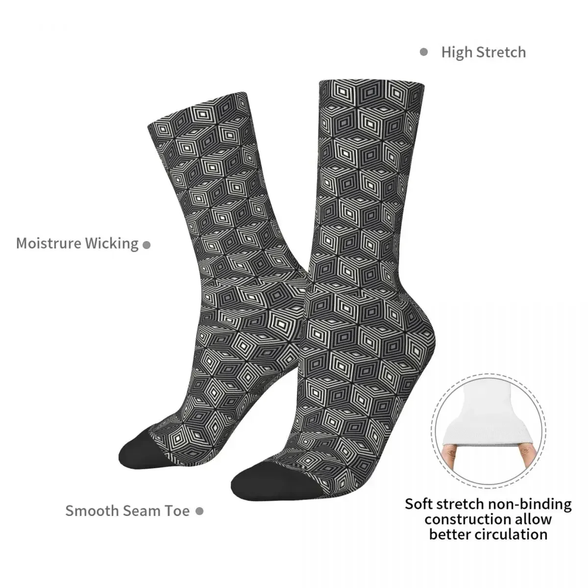 Modern Geometric Cubes Socks Harajuku High Quality Stockings All Season Long Socks Accessories for Man's Woman's Gifts