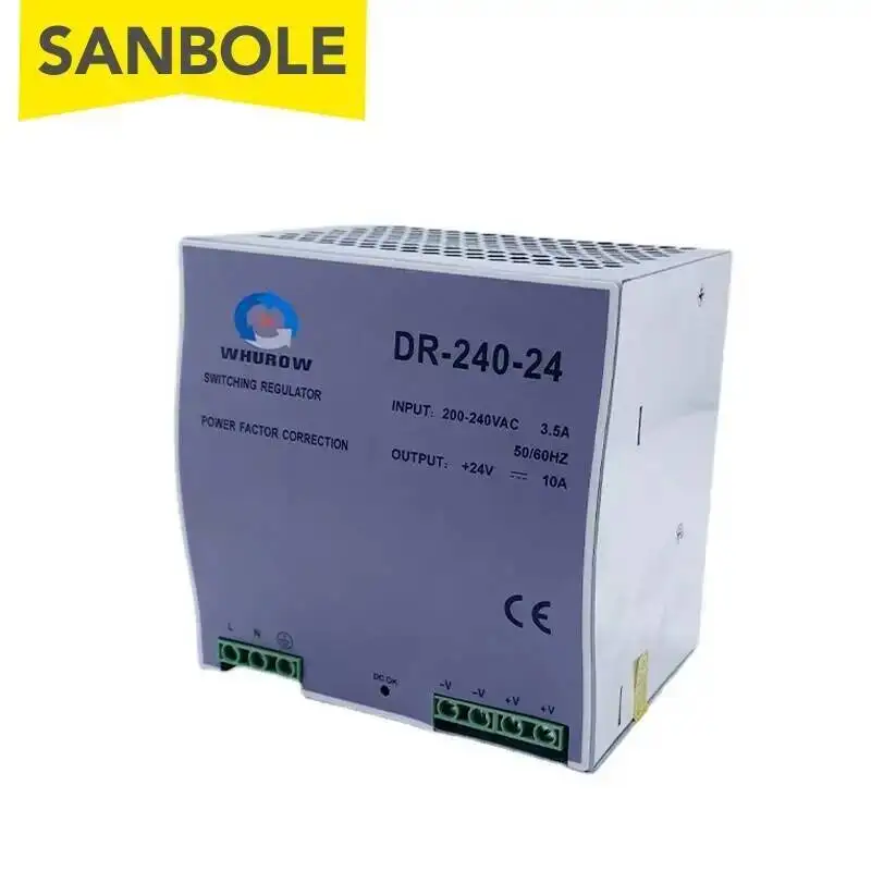 DR-240 DIN Rail Switching Type Single Output 240W Industrial Power Supply 12V 24V 48V AC DC Converter For LED Strip