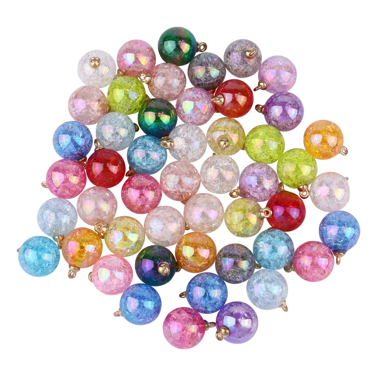 

50pcs Colorful Beads Pendants Resin Acrylic Alloy Diy Jewelry Making Craft Supplies Necklace Bracelet Keychain Decor