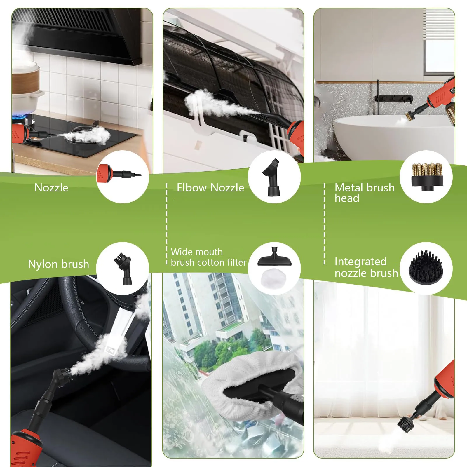 Handheld Steam Cleaner High-Pressure and High-Temperature Sterilization 1200W Household Kitchen Air Conditioner Hood Washer Gun