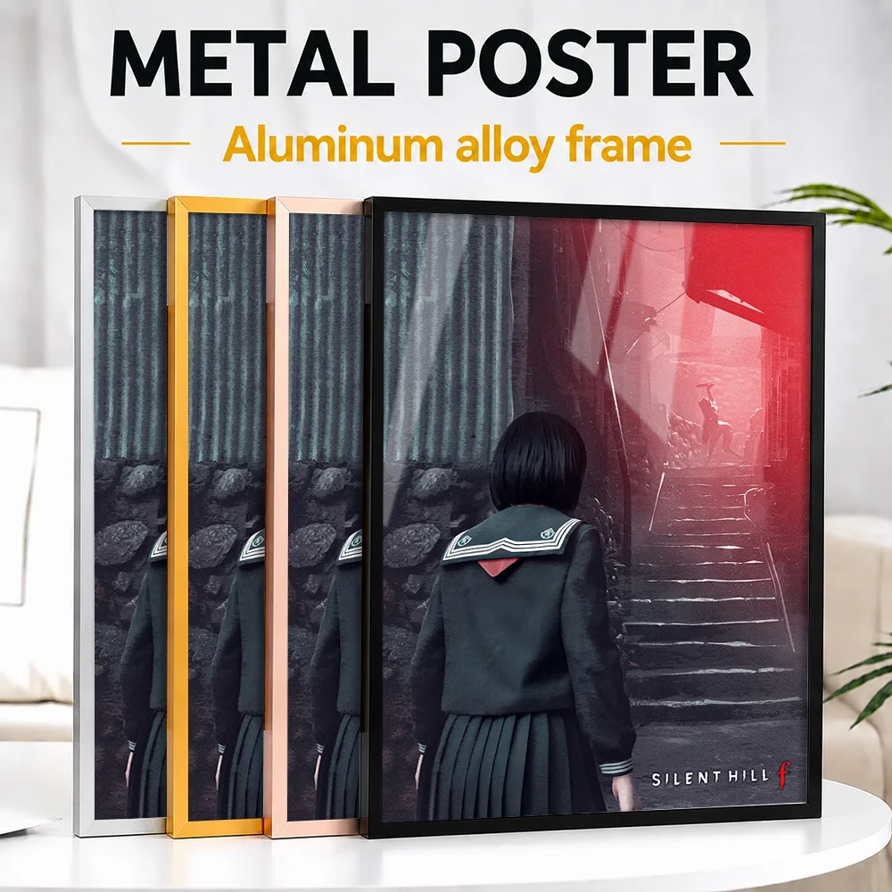 Silent Hill F Schoolgirl Horror Metal Poster With Aluminum Alloy Frame Personalized Painting Style Wall Art For Gaming Lounge