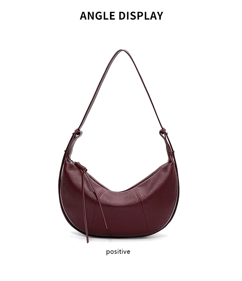Aidrani Echtleder Halbmond-Unterarmtasche, Minimalistischer High-End-Stil, Vielseitige Rindsleder-Umhängetasche für den Alltag – Detail 8