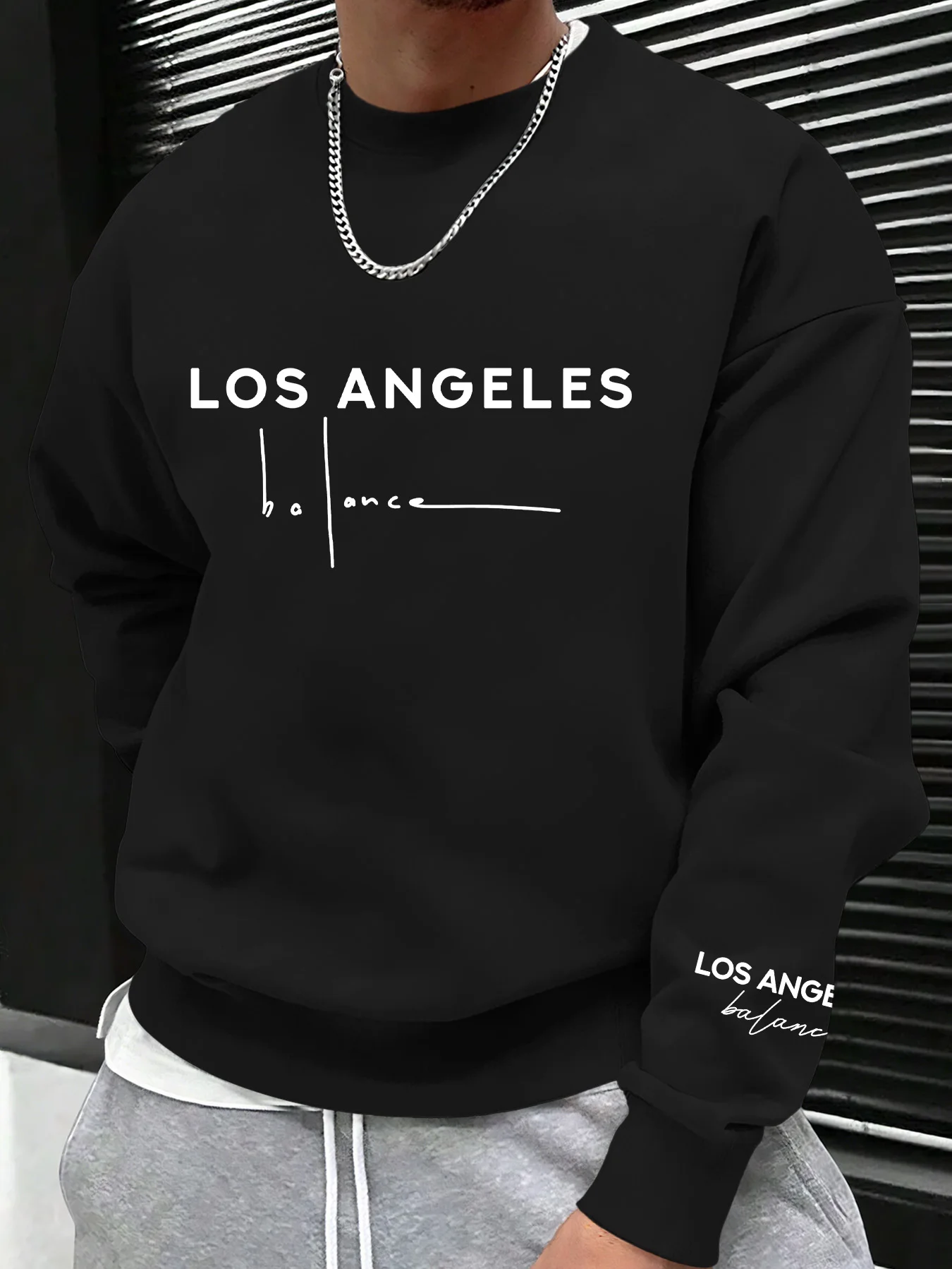 Men Women Fashion Sweatshirt, Los Angeles Minimalist Letter Print, Simple Casual Street Style, Oversized，S-XXL