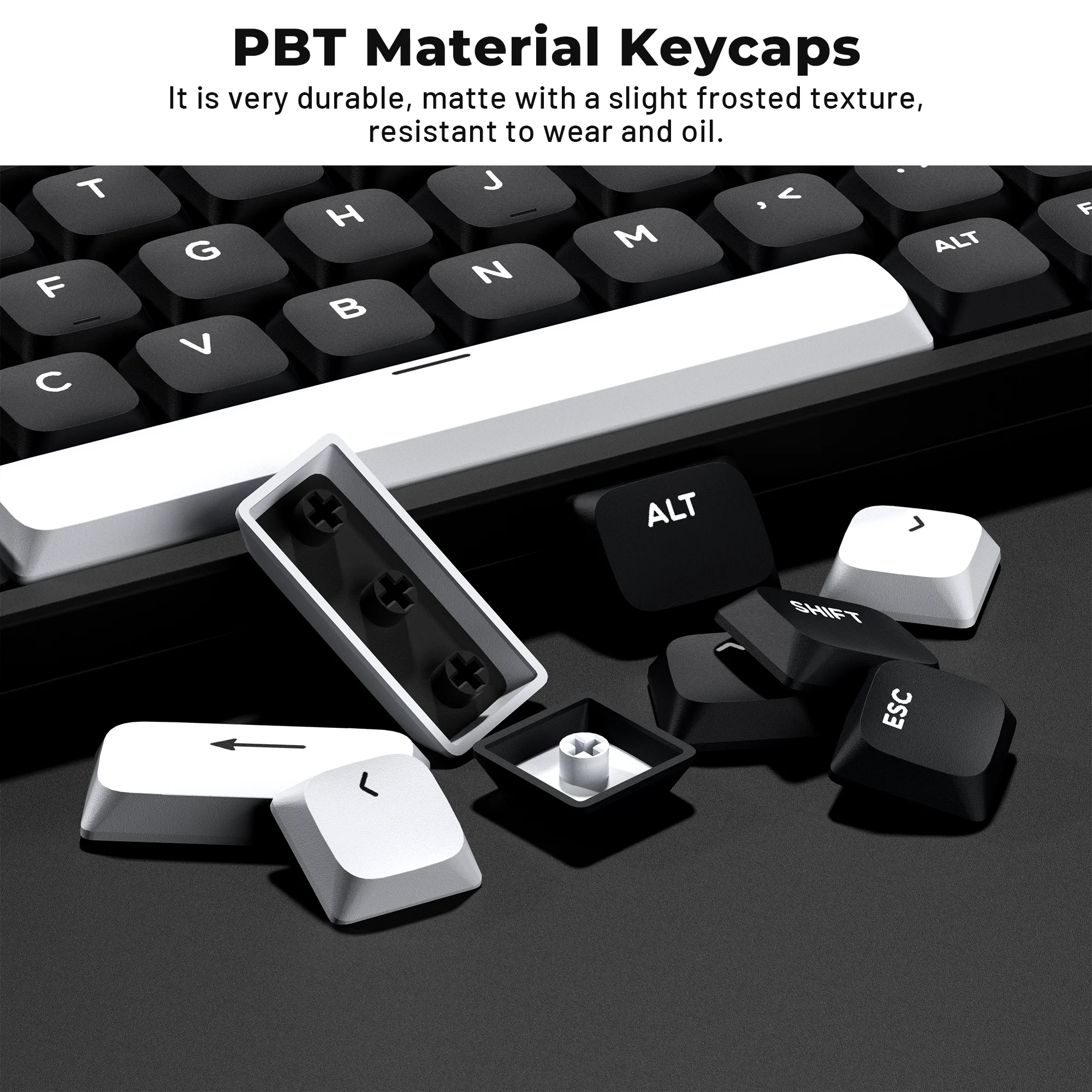 XVX 127 Keycaps Superior PBT Material Low Profile Keycaps Double-shot Keyboard Keycaps White Green Keycaps