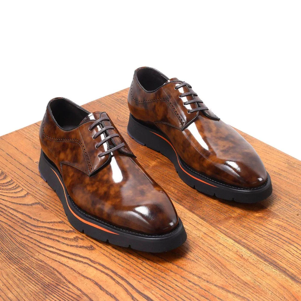 2026 New Arrival Men Genuine Calfskin Leather Shoes Glossy British Style Business Casual Formal Wedding Shoes
