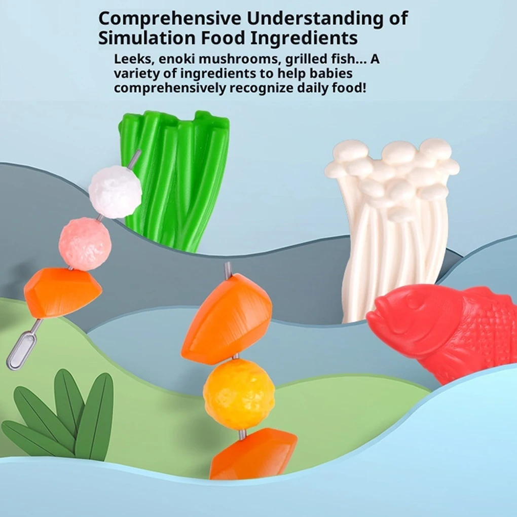 الوجبات السحرية للأطفال المطبخ الحسي شواء شوايات واقعية أطعمة متغيرة الألوان أسياخ ABS متينة والتوابل التظاهرية