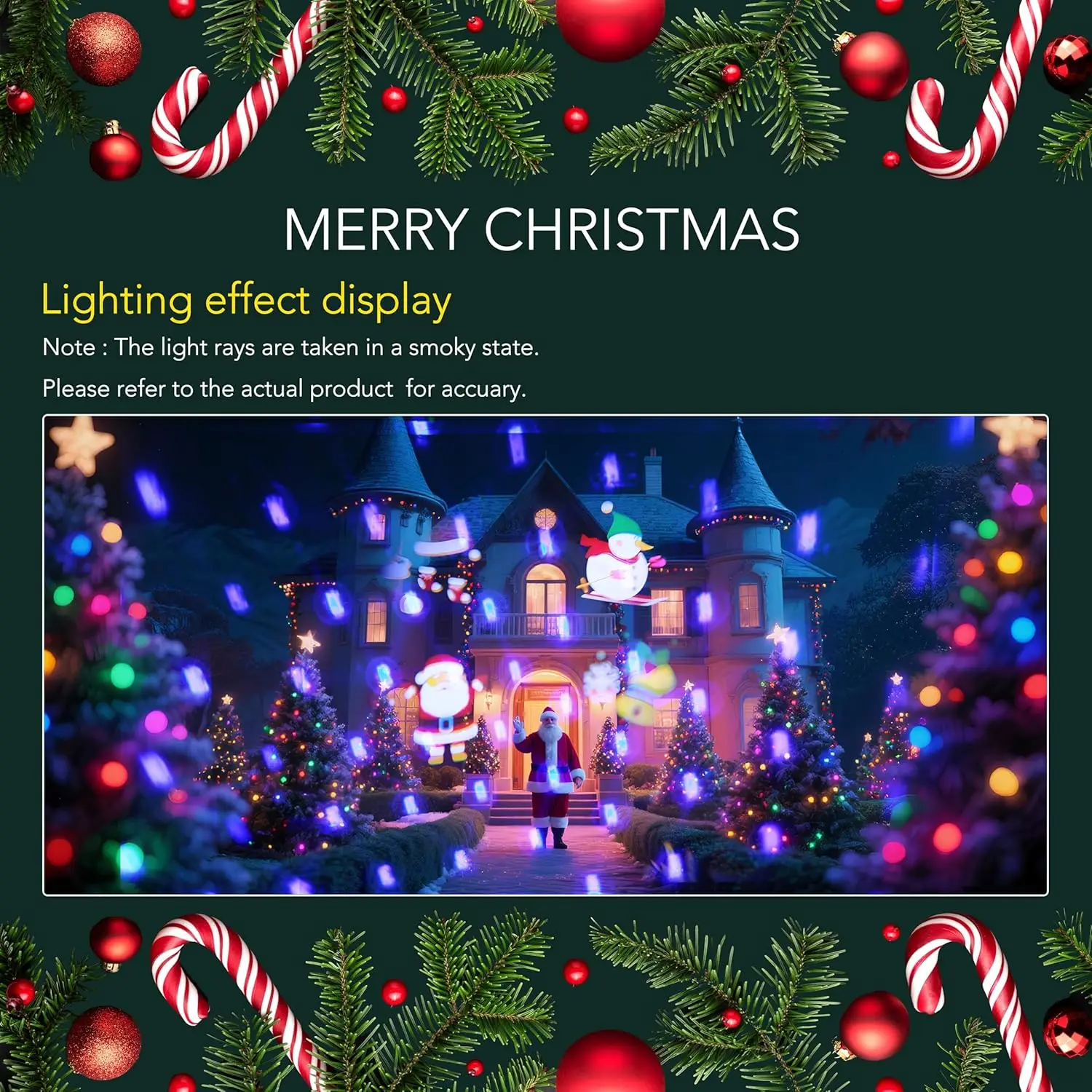 YSH Remote & Sound Control Stanta Luces Navideas Decor for Xmas DJ Disco Led Gobo Projector Christmsa Light Decorative Lighting