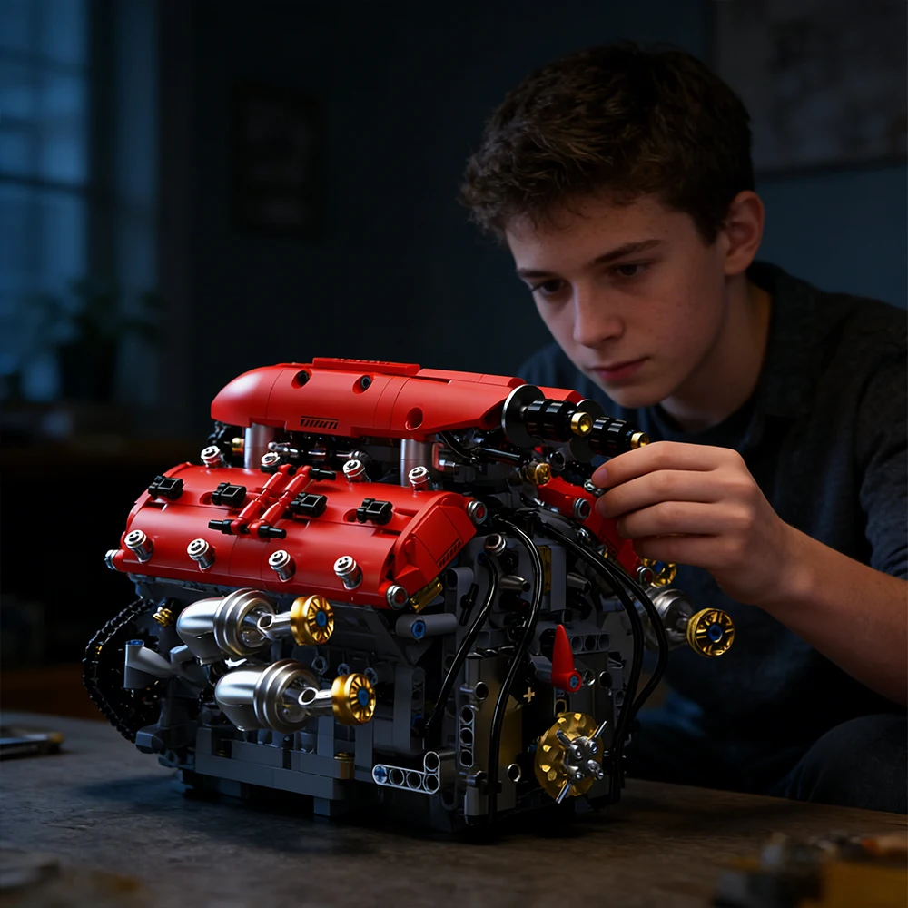

Конструктор V8-двигателя (1370 деталей), набор MOC для самостоятельной сборки, игрушка-конструктор, настольный декор, коллекционный подарок для взрослых