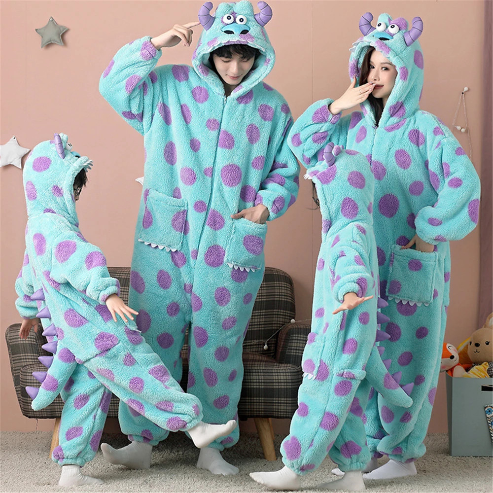 Anime Monsters University James P. Sullivan Cosplay Costume Kigurumi Adult Unisex Pajamas Jumpsuit Sleepwear Onesies Prop