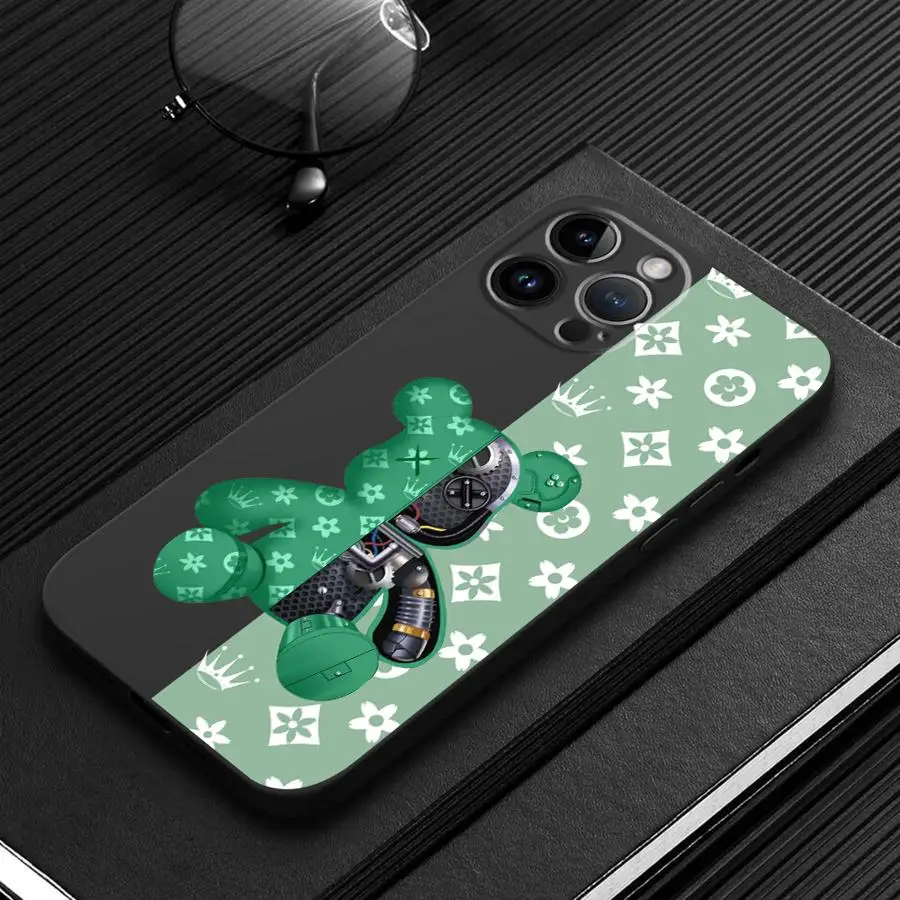 Funda de teléfono suave con Robots Bears de lujo para iPhone 15 16Pro Max 11 11 Plus 14 Pro 16e 12 12 Mini 14 13