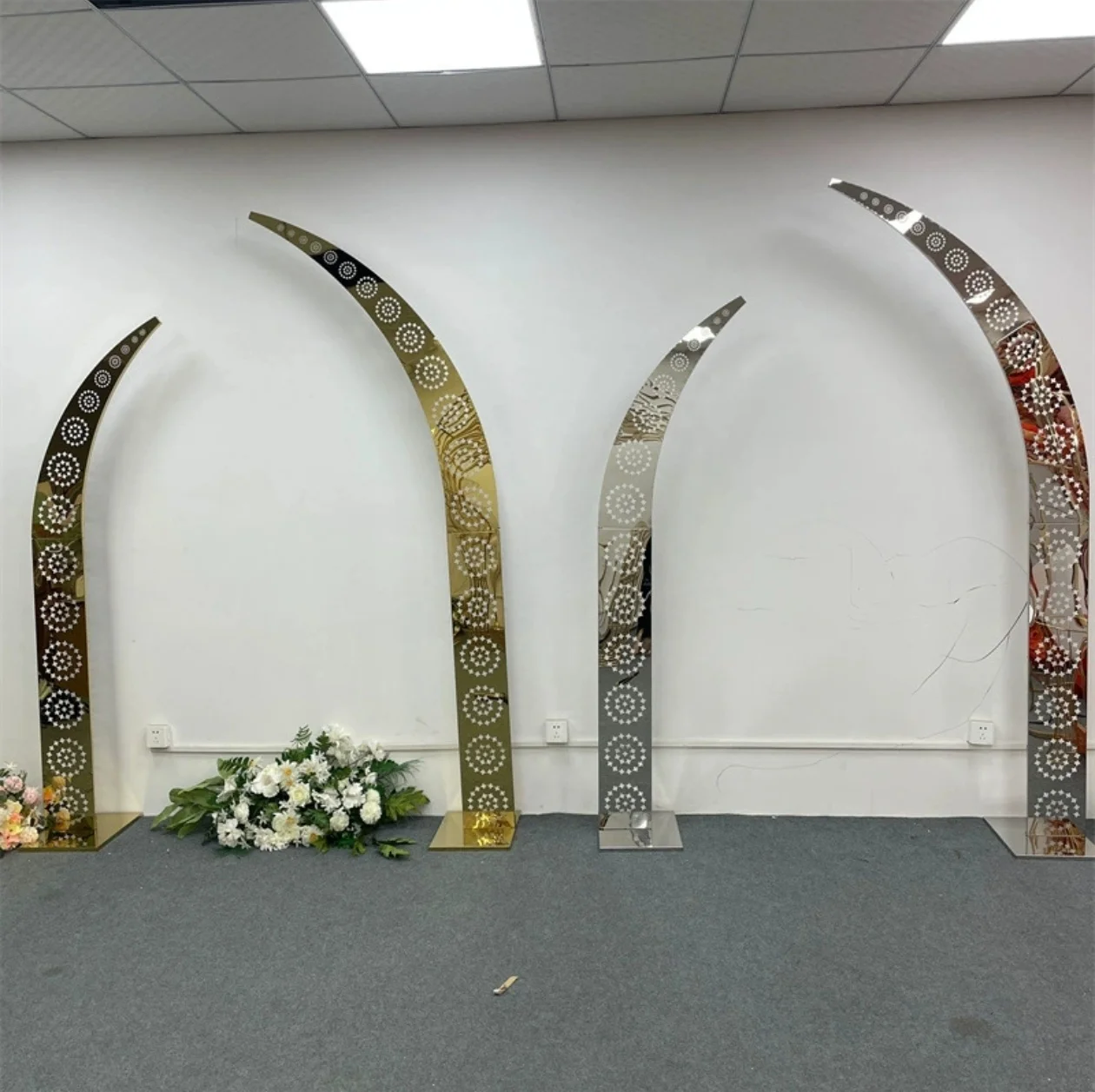 Stainless Steel Flower Arch for Wedding Party, Welcome Door, Stage Backdrops Decoration, Outdoor Screen Props, New, 2Pcs