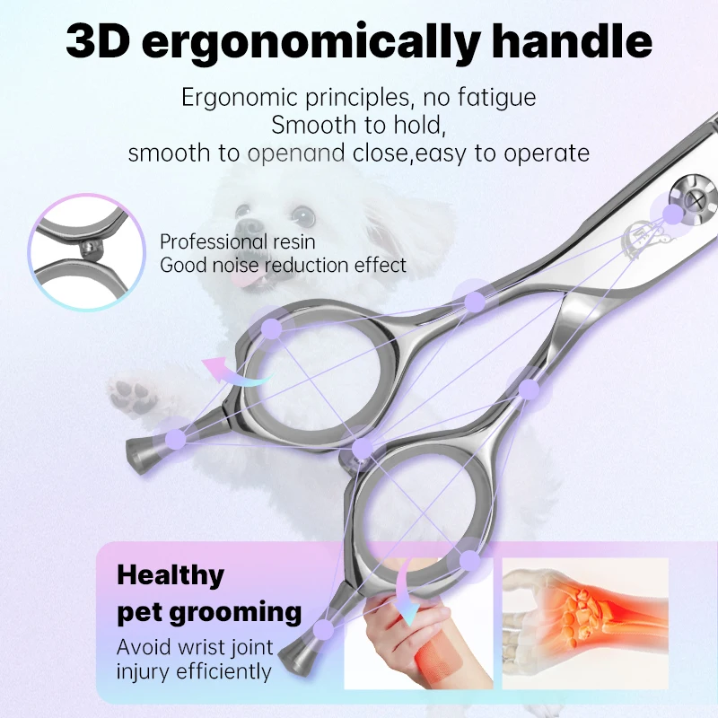 Crane 7. 5Inch High-end Left Hand Pet Dog Grooming Scissors Dog Scissors Curved Chunker&Thinning&Magic Scissors Shears For Pet