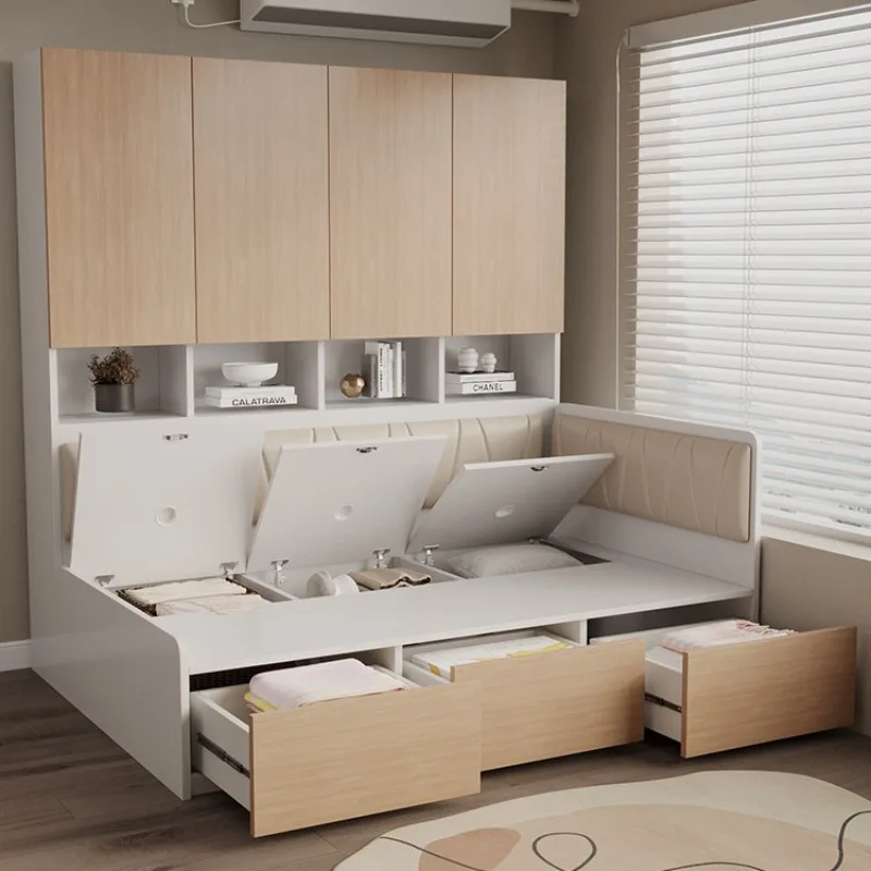 Small apartment air pressure storage bed, tatami wardrobe integrated space-saving bedroom wardrobe combination bed can be