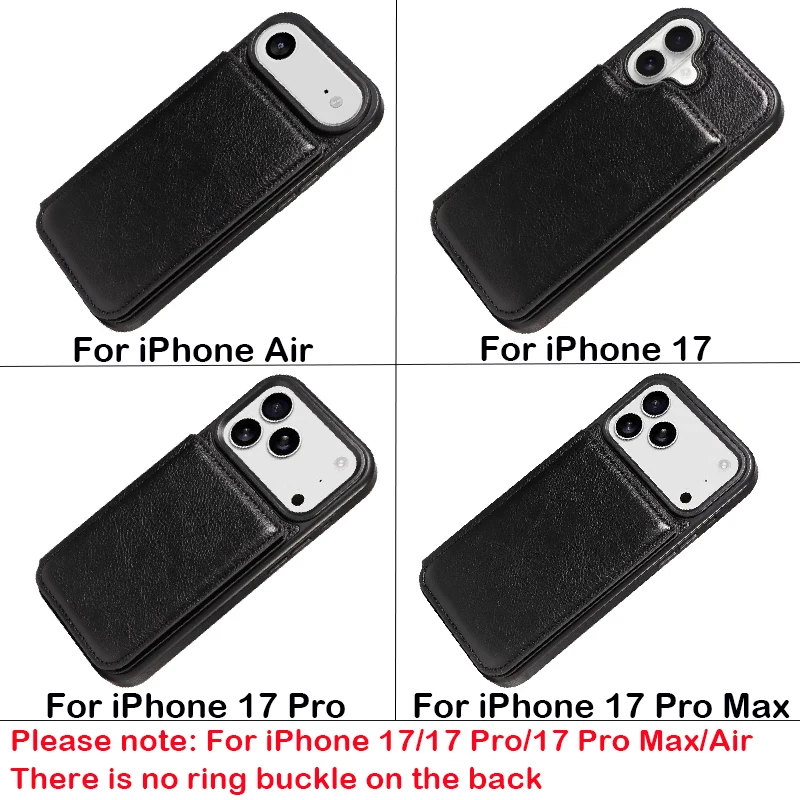 حافظة محفظة لهاتف آيفون 17/Air/17 Pro/17 Pro Max غطاء هاتف جلدي مع فتحات للبطاقات حامل مشبك مغناطيسي مزدوج حماية كوكه #2