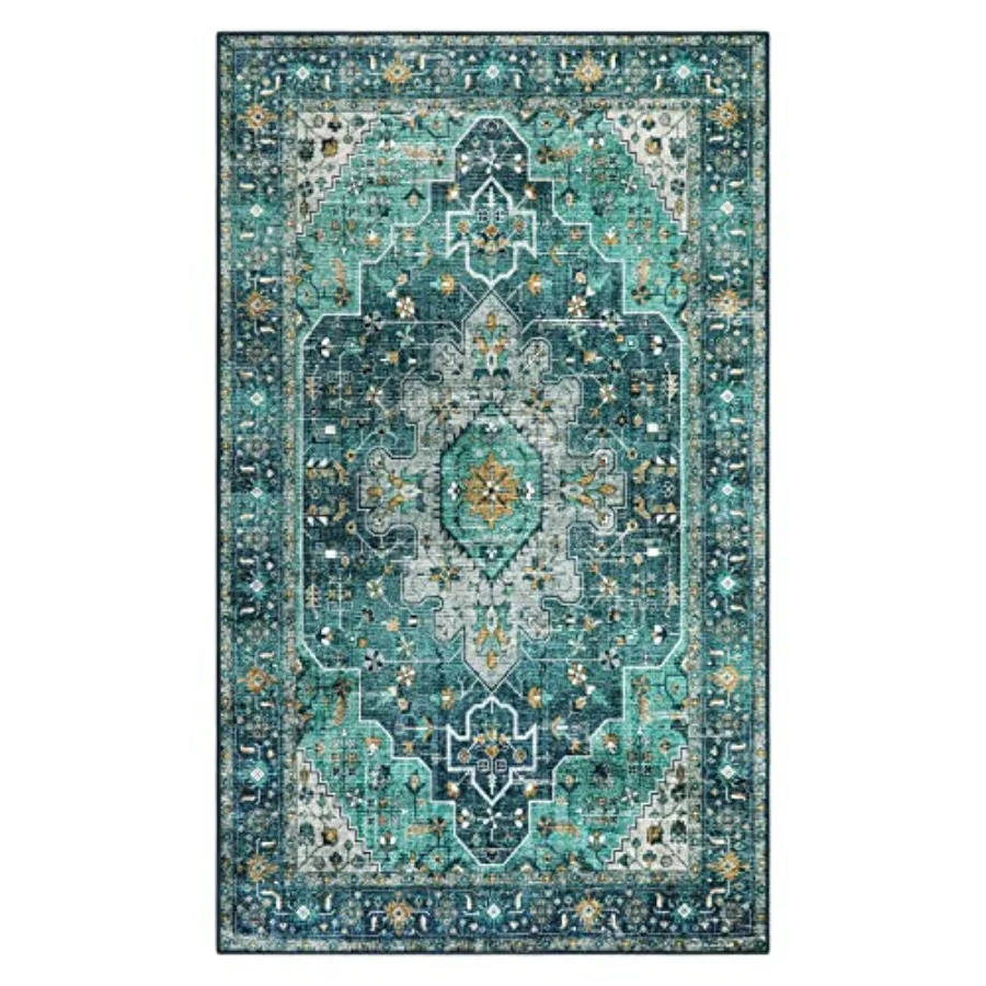 

UltraThin Washable Vintage Area Rug for Boho Entryway Living Room Bedroom Laundry Room 3x5 ft NonSlip Indoor Floor Carpet with